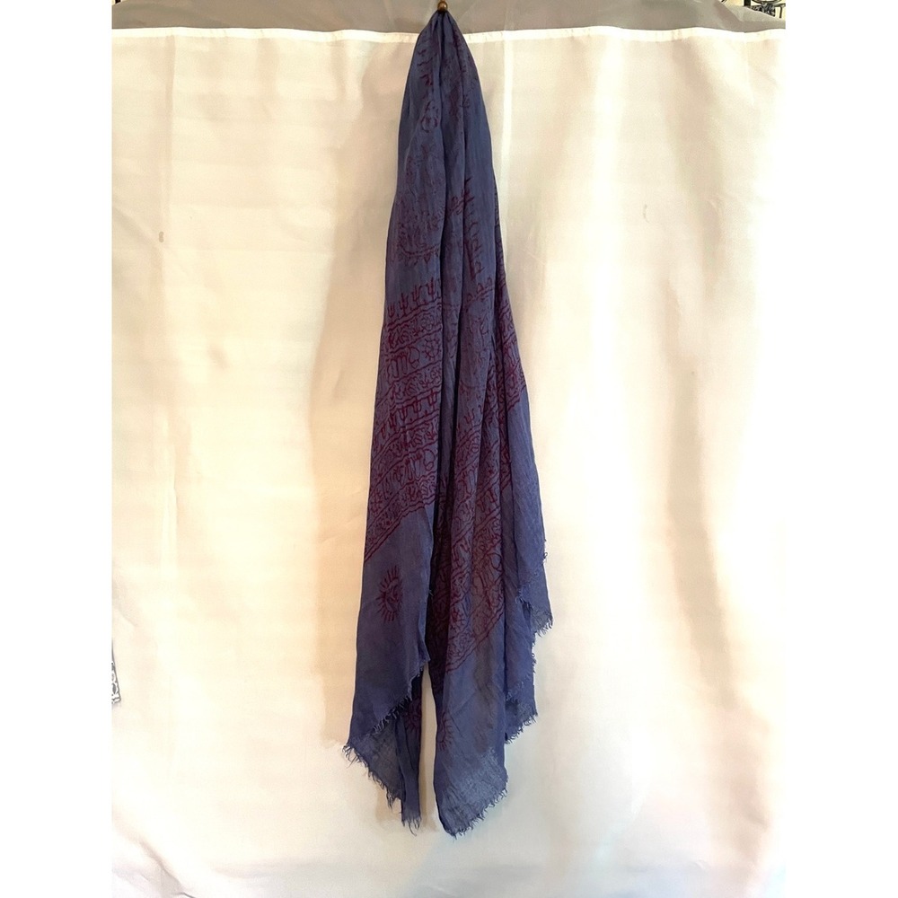 Purple Blue Printed Lightweight Scarf Cotton Lightweight India Yoga OM
